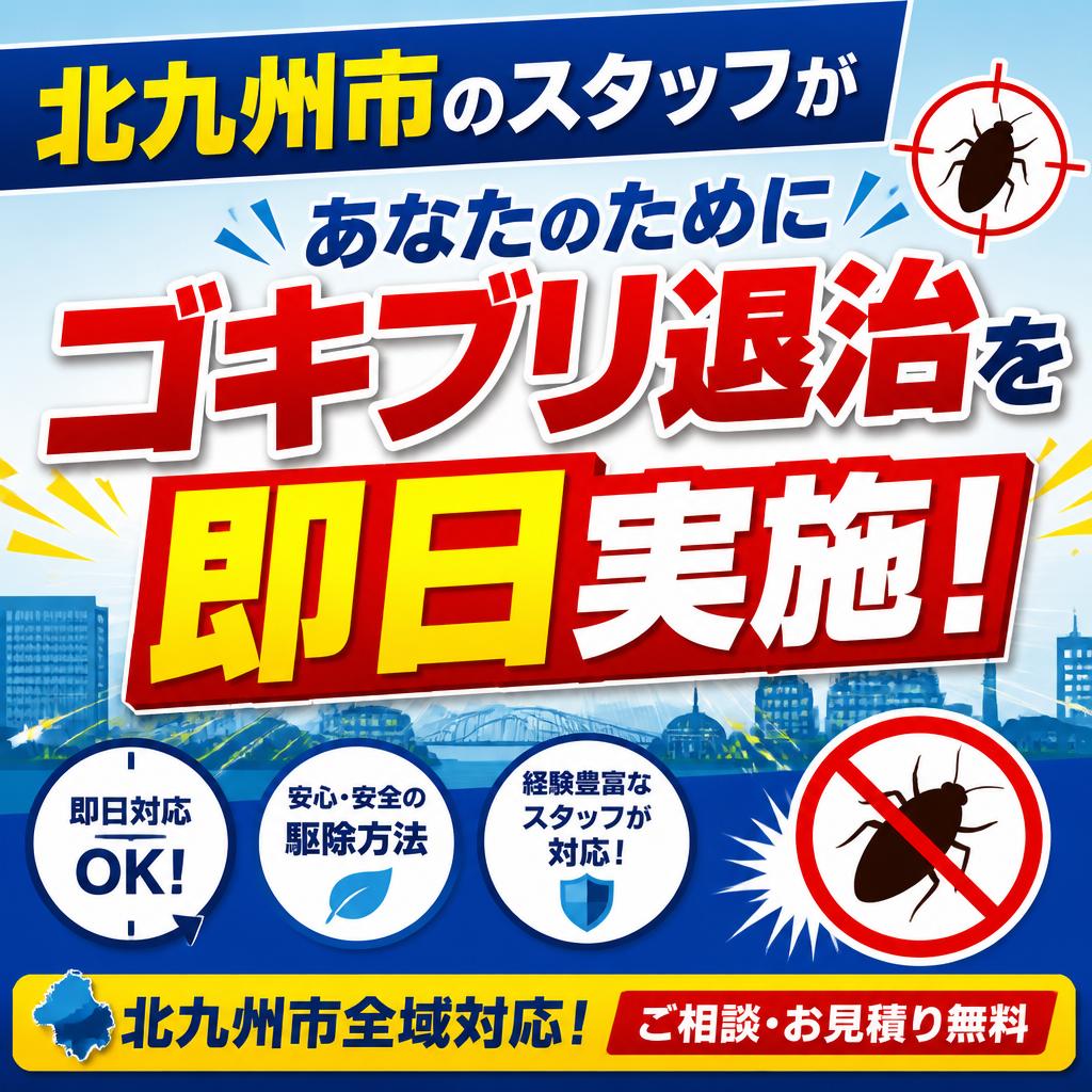 北九州市のスタッフがあなたのためにゴキブリ退治を即日実施！