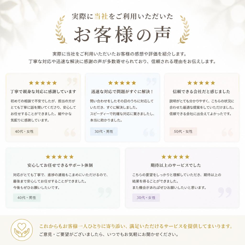 お客様の声—信頼の証明