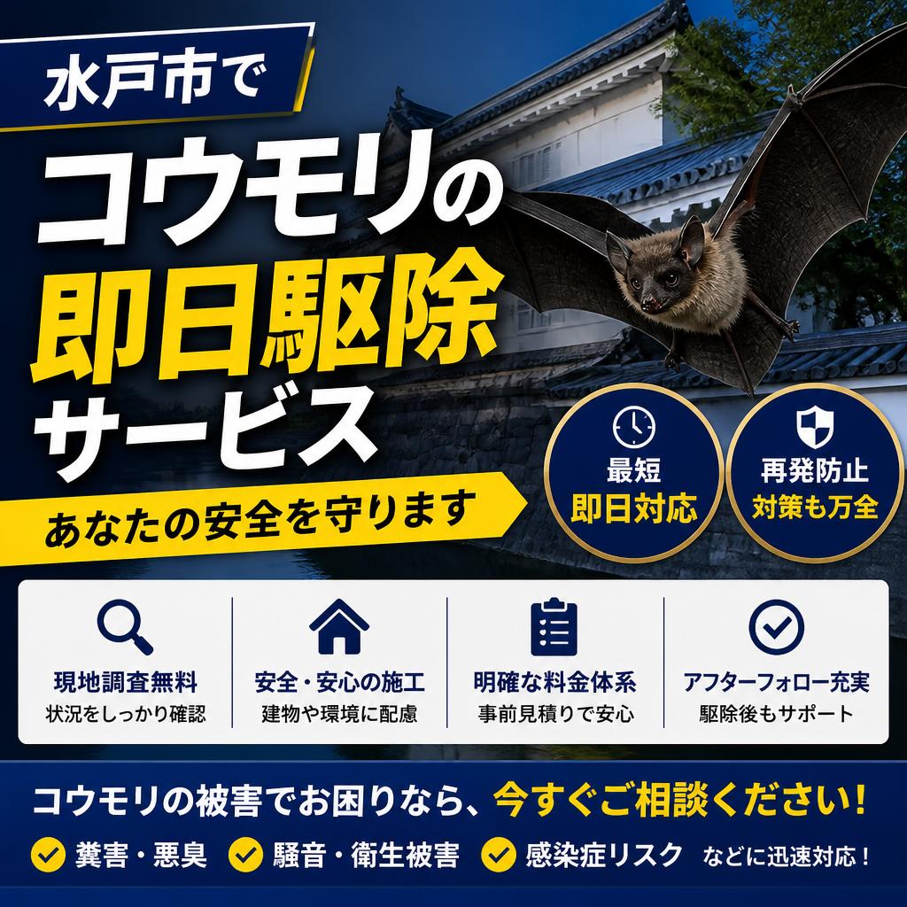 水戸市でコウモリの即日駆除サービス - あなたの安全を守ります