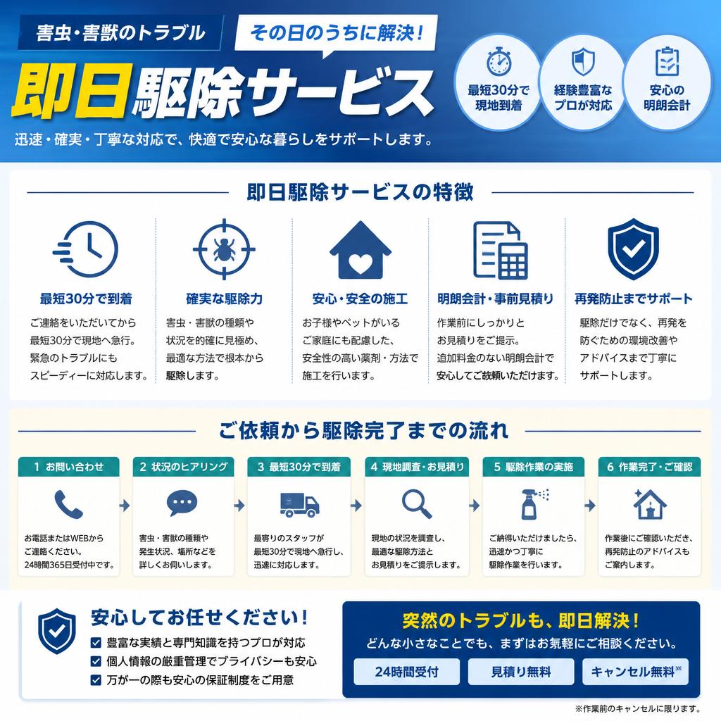 即日駆除サービスの特徴