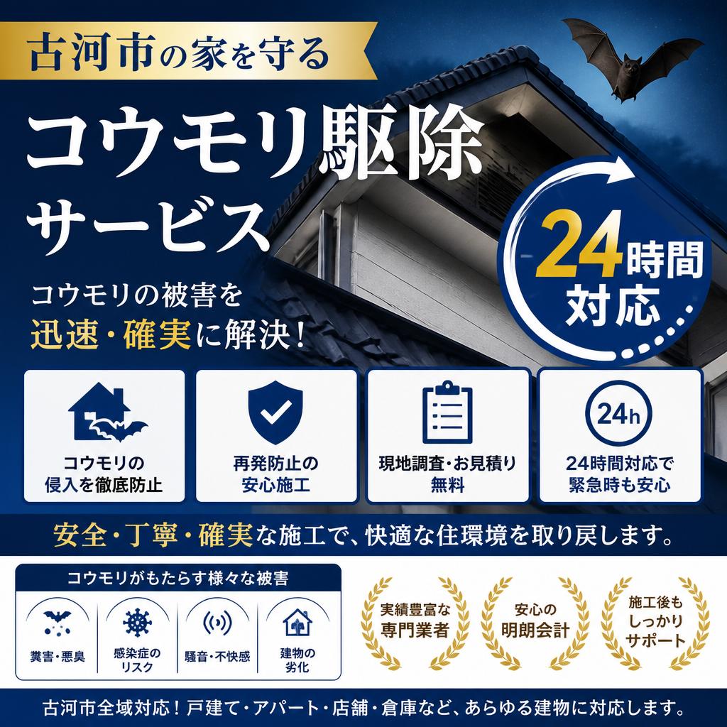 古河市の家を守る、24時間対応のコウモリ駆除サービス
